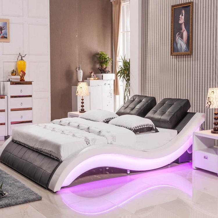 Luxus Bett Design Betten Digital LED Schlafzimmer Möbel Leder Doppel Hotel Sound