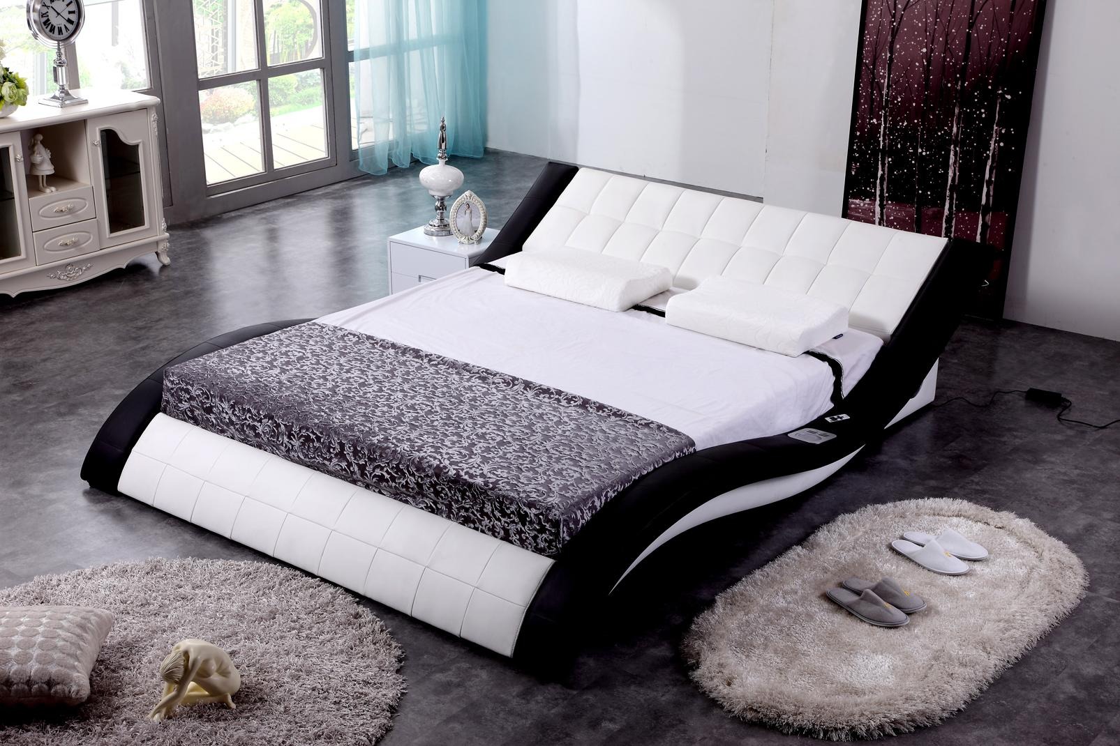 Bett Design Betten Digital USB Luxus Schlafzimmer Möbel Leder Doppel Hotel Sound