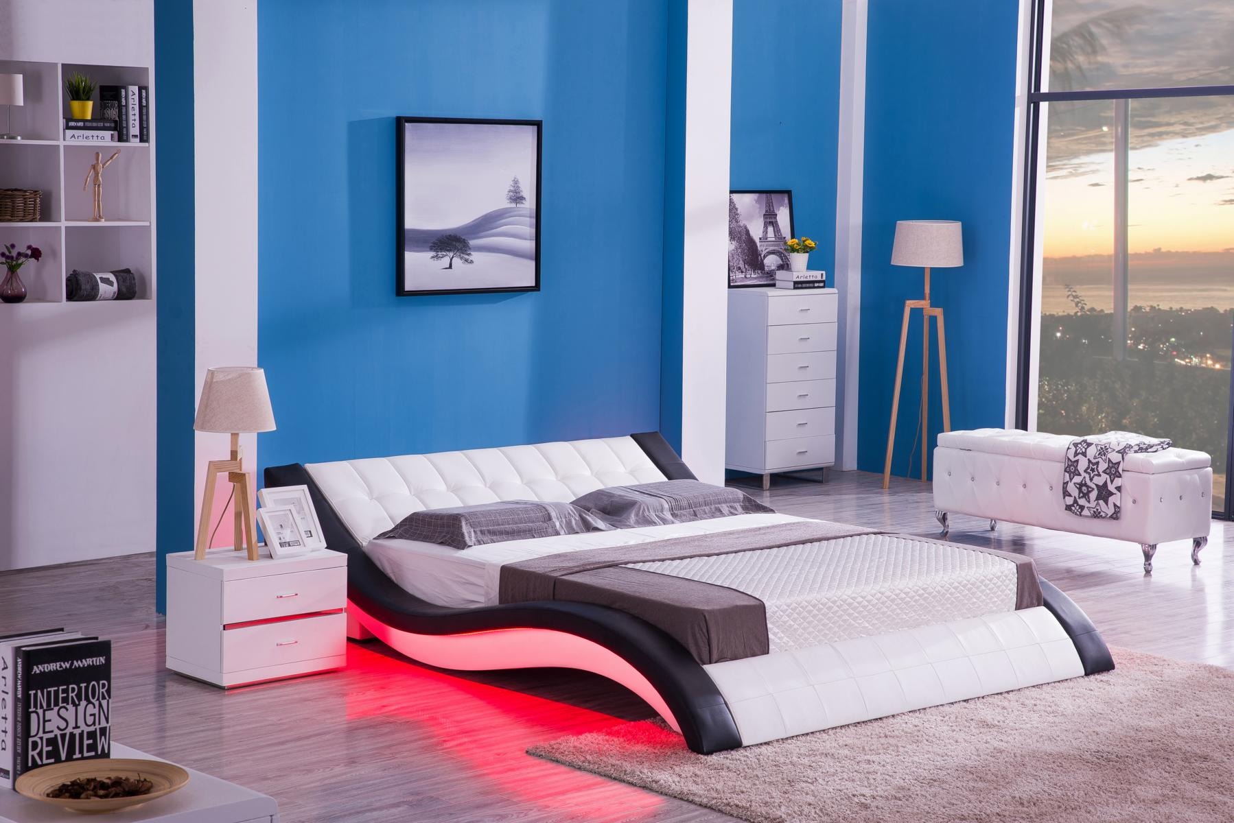 Bett Design Digital Sound USB Betten Luxus Schlafzimmer Möbel Leder Doppel Hotel