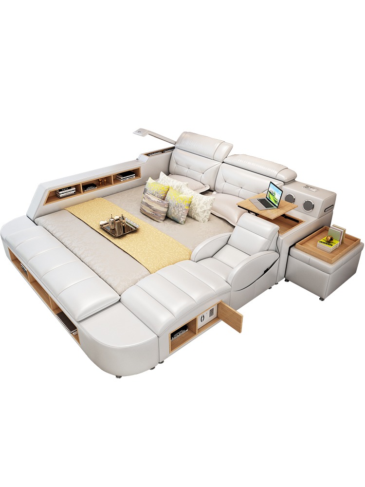 Multifunktion 180x200 Leder Bettgestell Design Leder Bett Betten Polster Doppel
