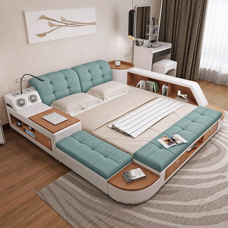 Polster 180x200 Multifunktion Regal USB Liege Design Bett Big Betten Leder Hotel