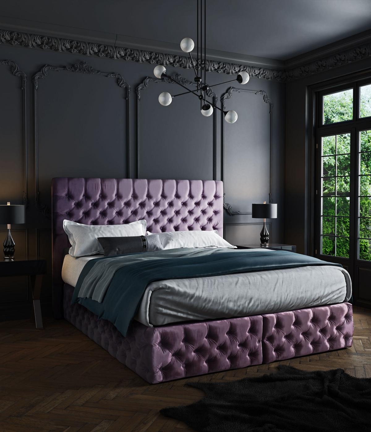 Schlafzimmer Bett Betten Polster Doppel Ehe Hotel Luxus Leder Moderne Designer