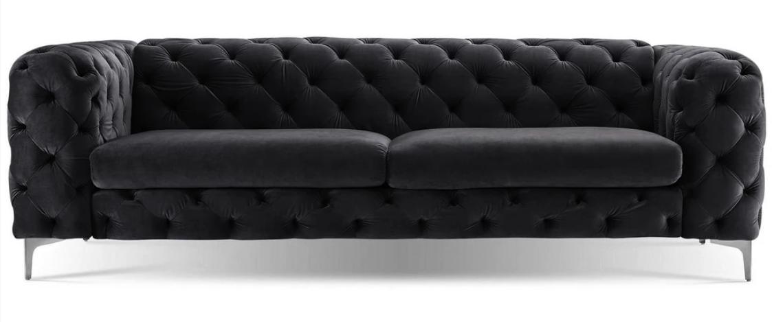Dreisitzer Schwarz Chesterfield Sofa Kreative Möbel Textil Stoff Wohnzimmer Neu