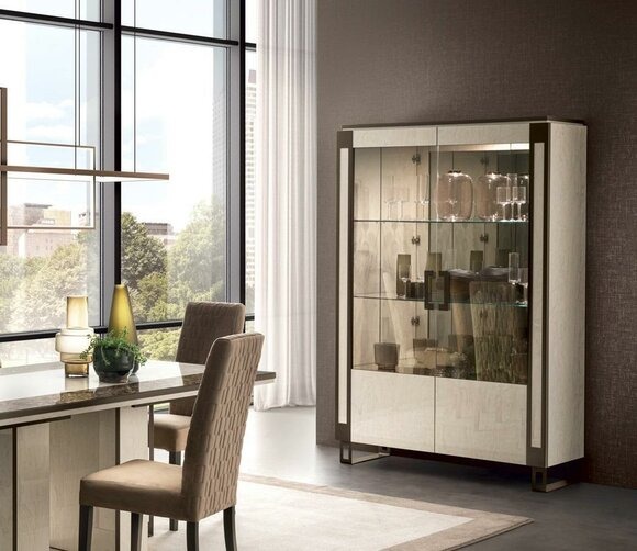 Vitrine 2 Tür Schrank Vitrinen Wohnzimmer Schränke Design Schrank Möbel Glas Neu