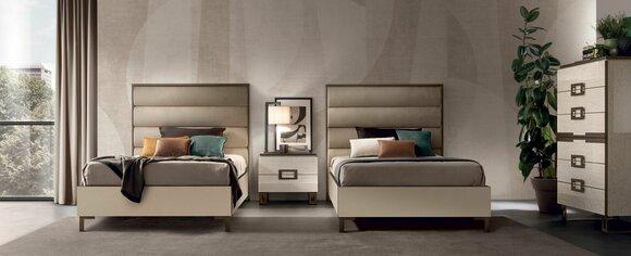 Hotel Einrichtung 2x Betten + Nachttisch Design Moderne Luxus Möbel 3tlg. Set