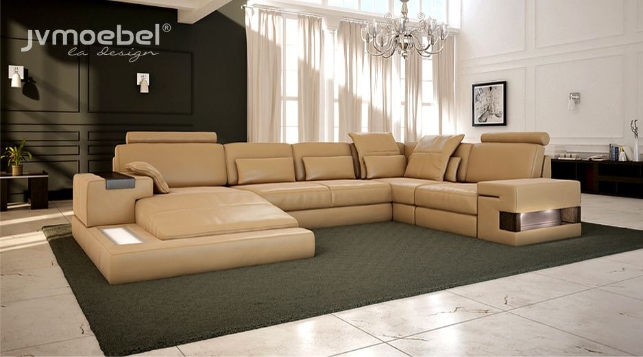Design Polster Modern Leder Bettfunktion neu Stoff Ecksofa U-Form Sofa Couch