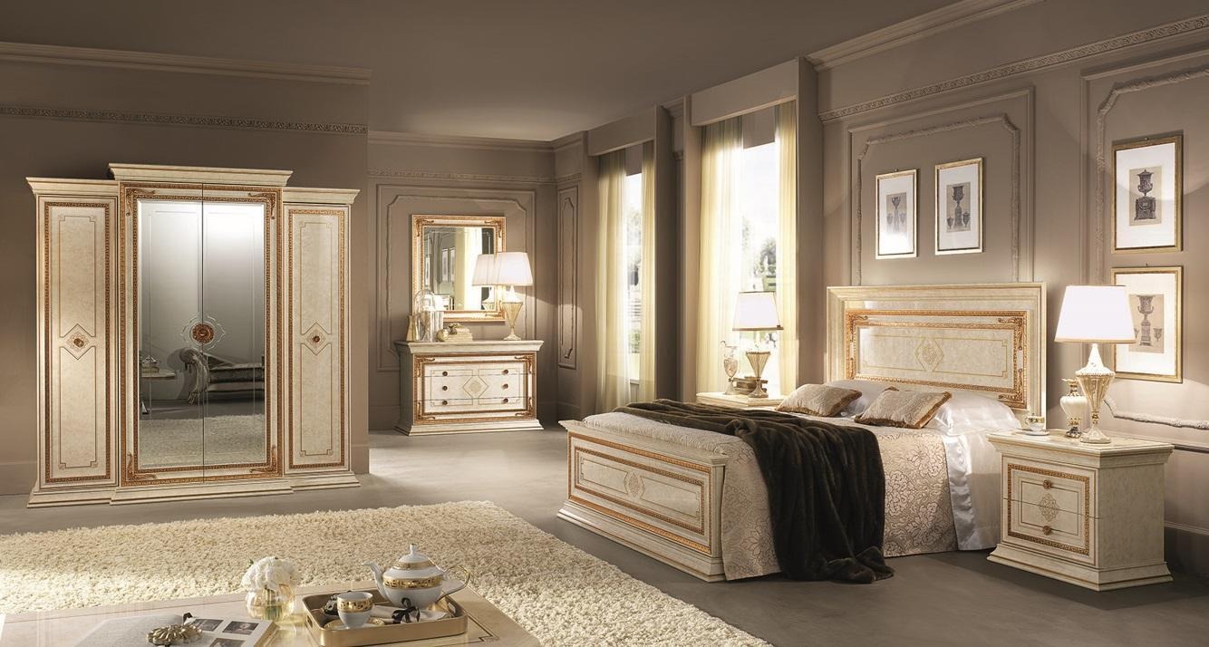 Schlafzimmer Italienische Möbel Set Luxus 6tlg. Bett Betten Schrank Kommode Neu
