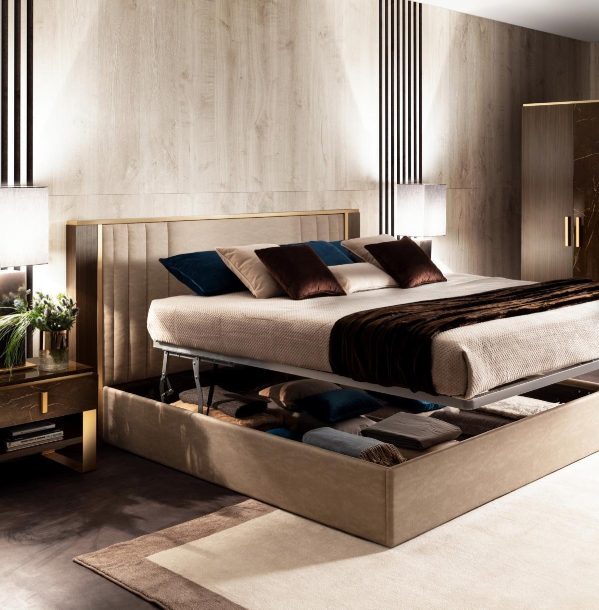 Designer Holz Bett Schlafzimmer Edles Polster Möbel Doppel Betten arredoclassic