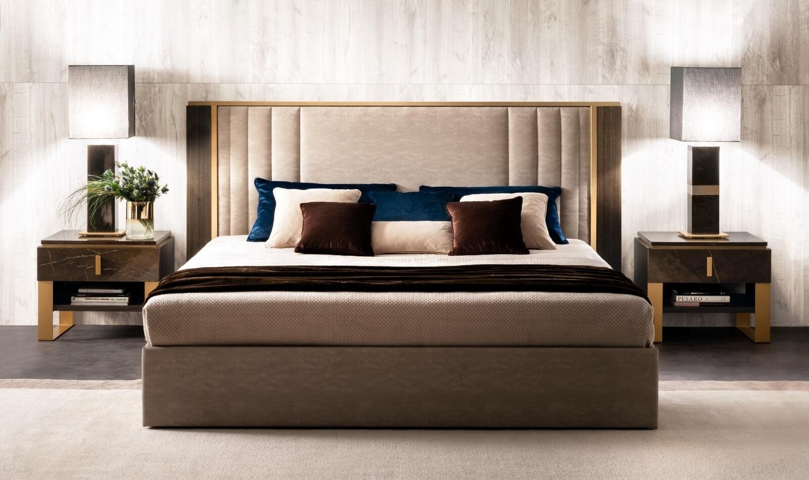 Bett 2x Nachttisch Design Schlafzimmer 3tlg. Klassischer Luxus Betten Set Möbel