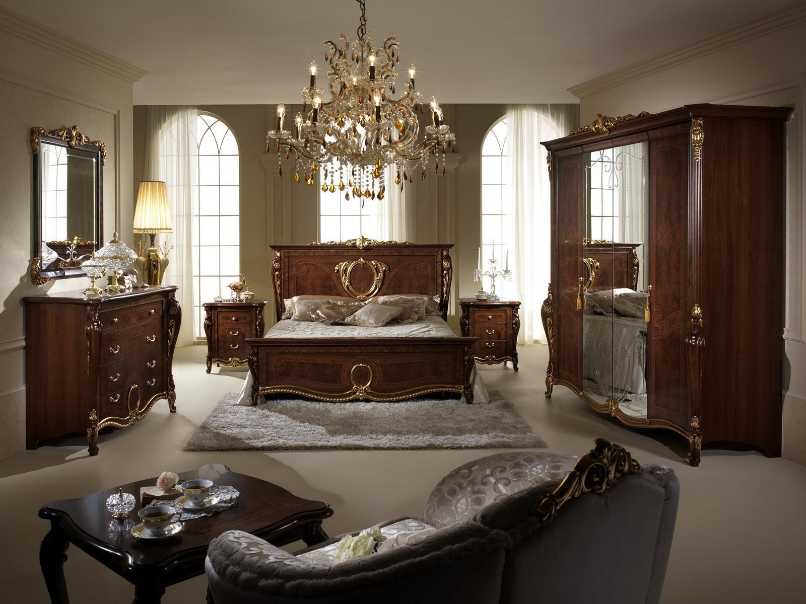 Schlafzimmer Set 6 tlg. Design Luxus Möbel Bett Nachttisch Kommode Arredoclassic
