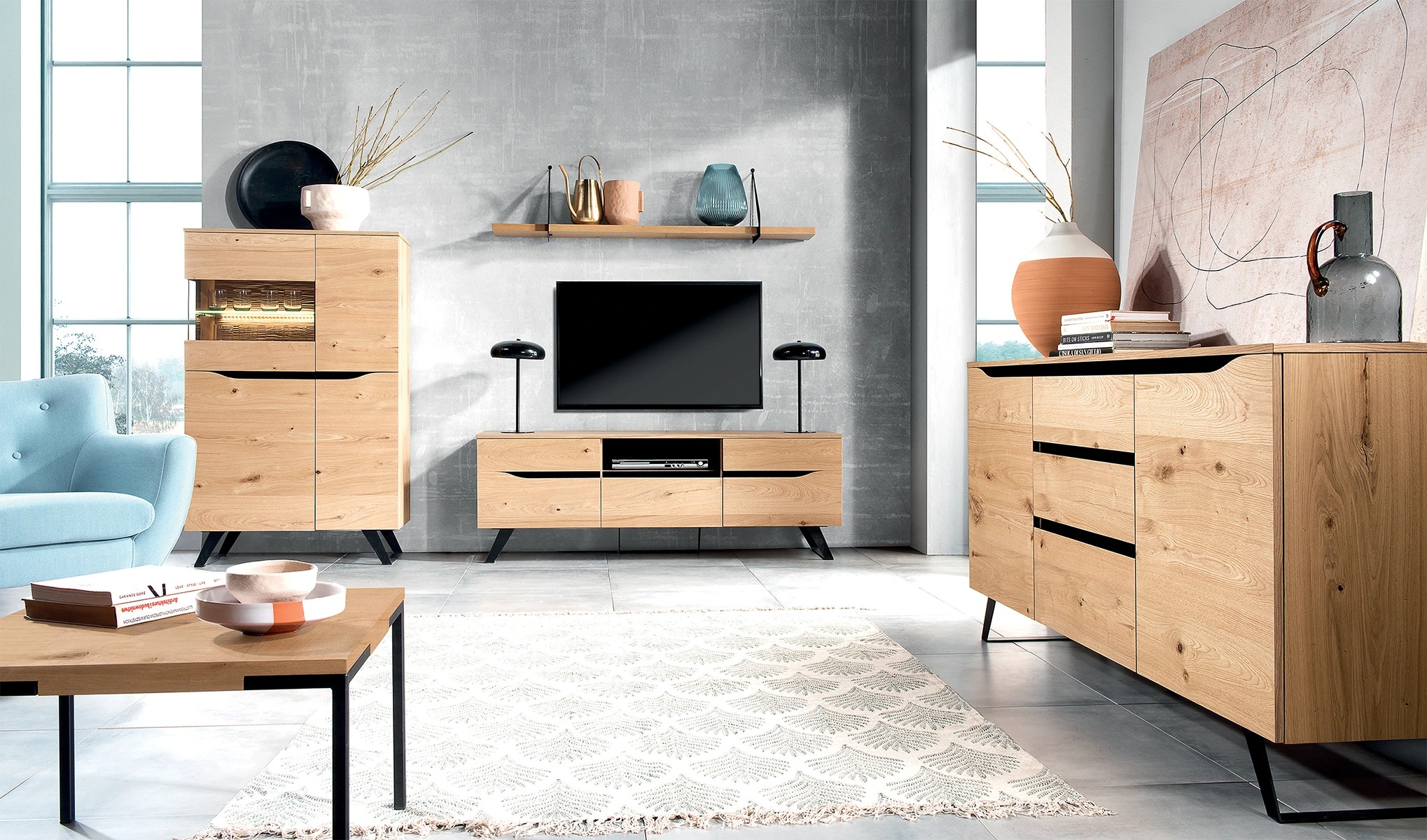 Kommode Sideboard Highboard Schrank Anrichte 2 Türen 3 Schubladen Regal Hotel