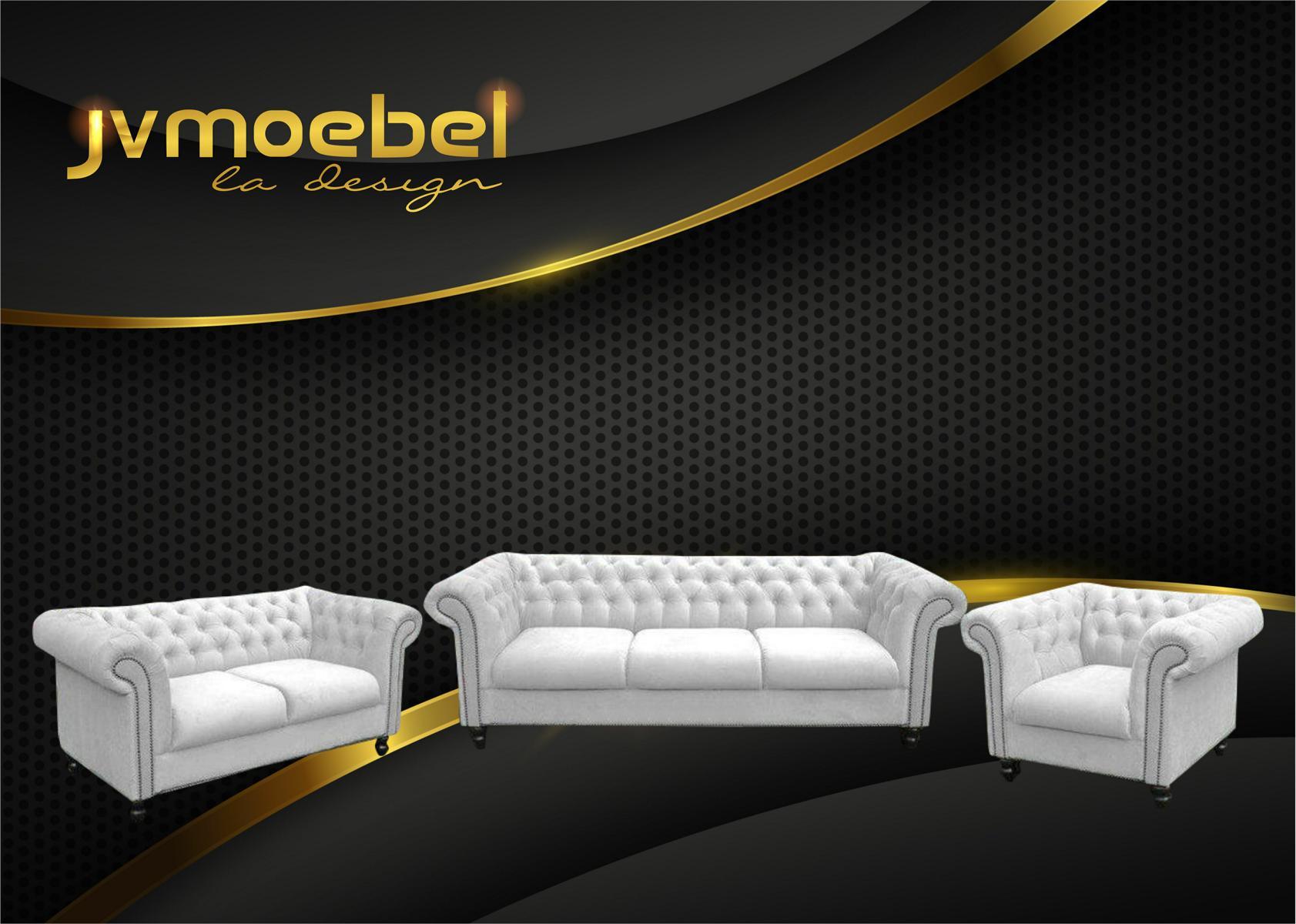 Dreisitzer Stoff Wohnzimmer weiss Design Sofa Sofas Samt xxl big Polster Couchen
