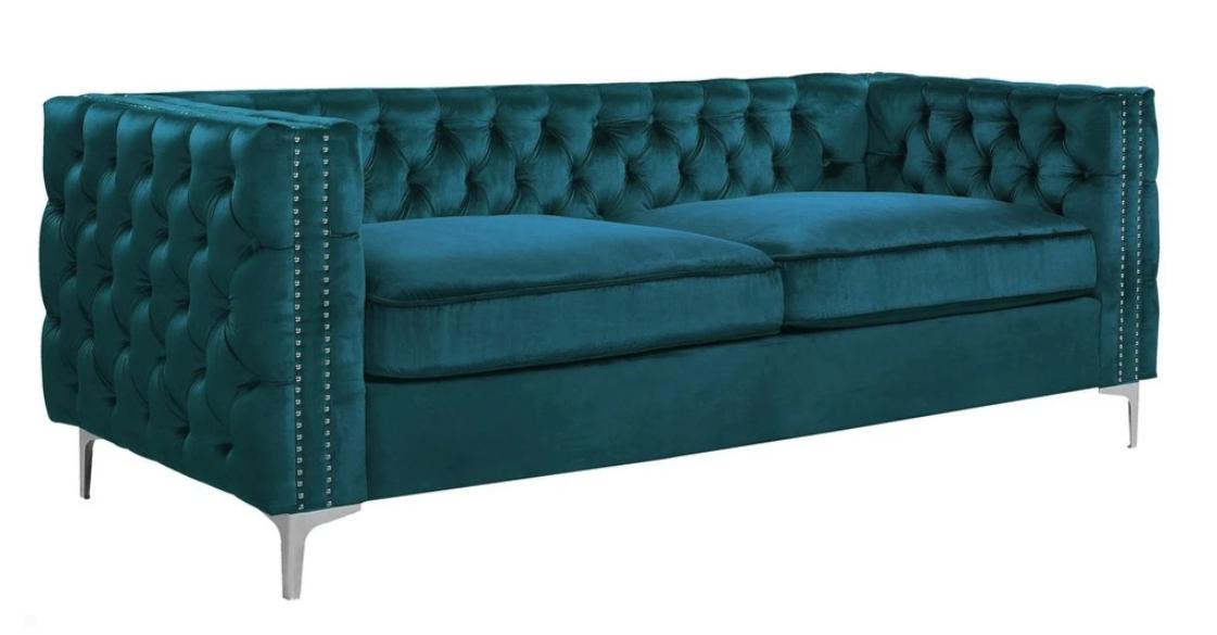 turkis chesterfield couch luxus samt stoff couchen sofa set knöpfe polster neu