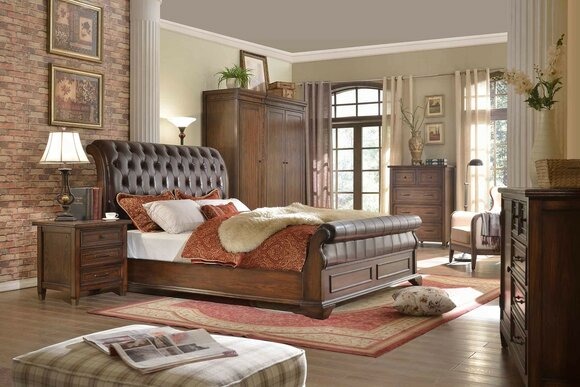 Schlafzimmer Bett Nachttische 3 tlg. Set Luxus Betten Holz Doppelbett Neu