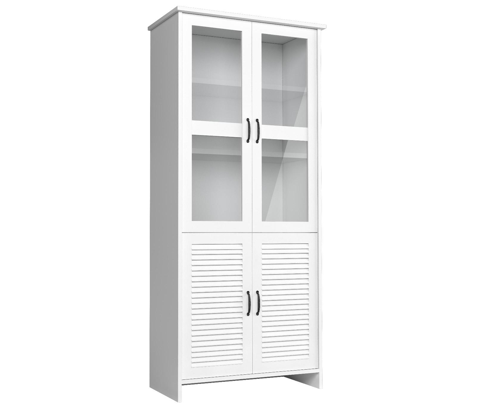 Holz Glas Schrank Vitrinen Schränke Weiß Landhaus Hochschrank Vitrine Schrank