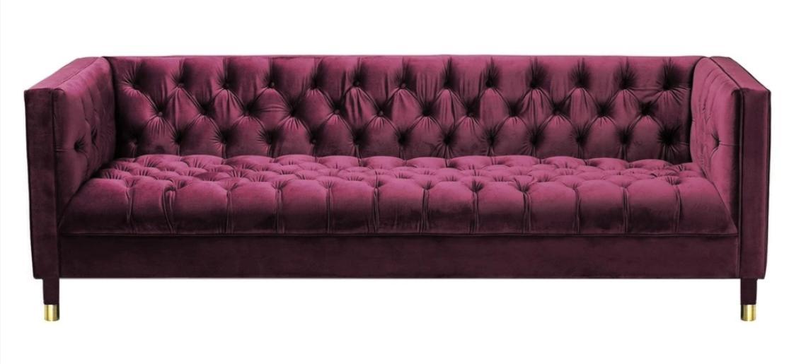 Burgund Dreisitzer Stoff Wohnzimmer Design Couchen Polster Sofa Chesterfield Neu