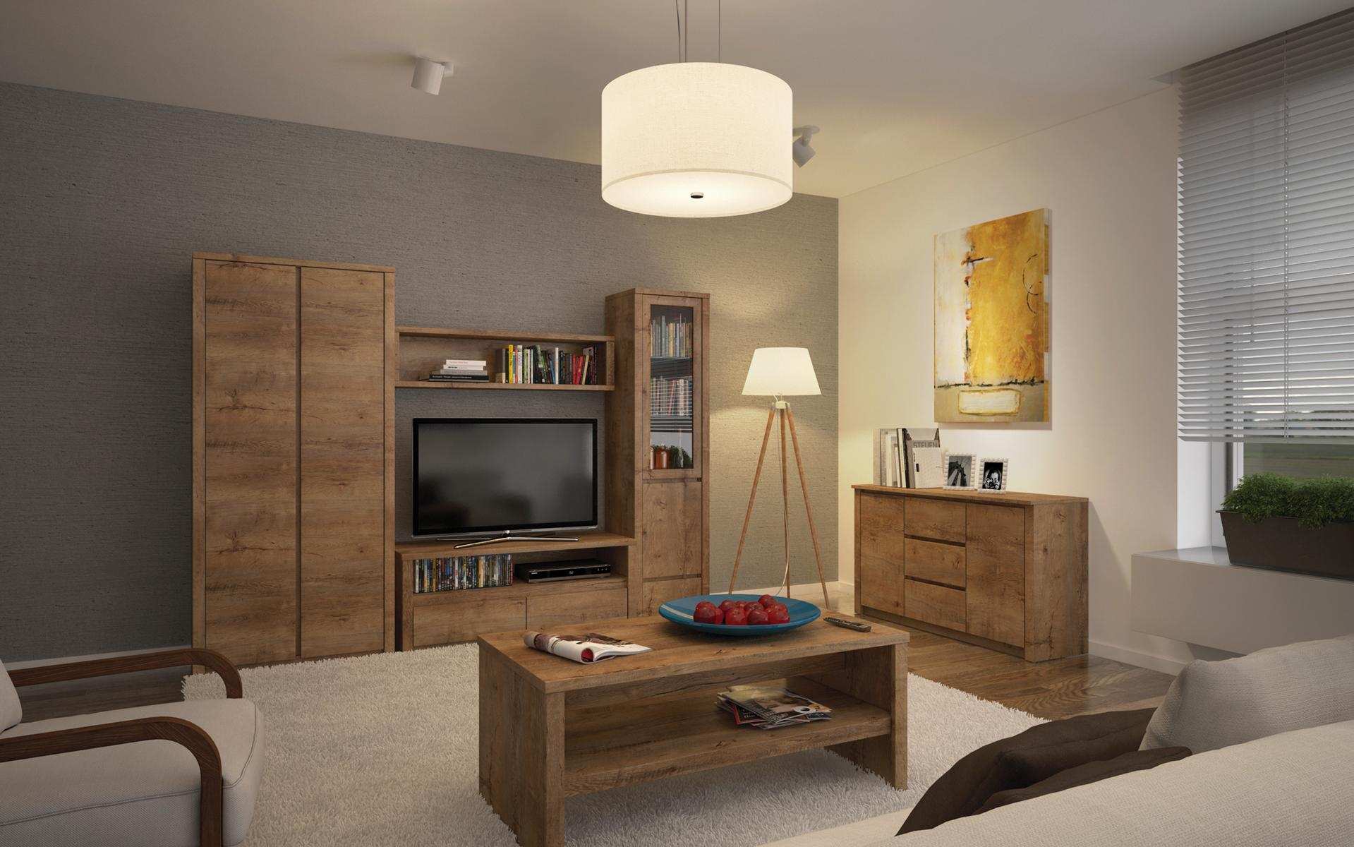 Wohnzimmermöbel Set Design Wohnzimmer Sideboard Wandregal Kommode Vitrine 5tlg.