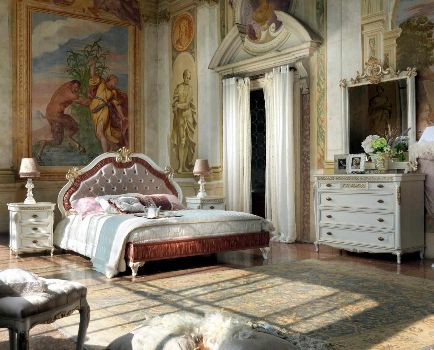 Design Schlafzimmer 5 tlg Komplett Set Bett Nachttisch Kommode Italienische Sets