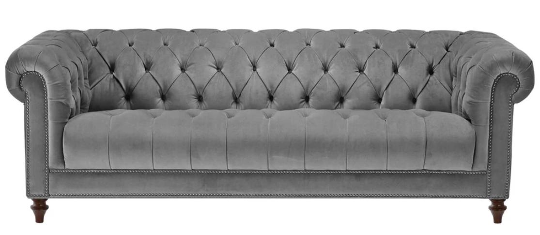 Dreisitzer Grau Stoff Wohnzimmer Design Couchen Polster Sofa Sofas Chesterfield