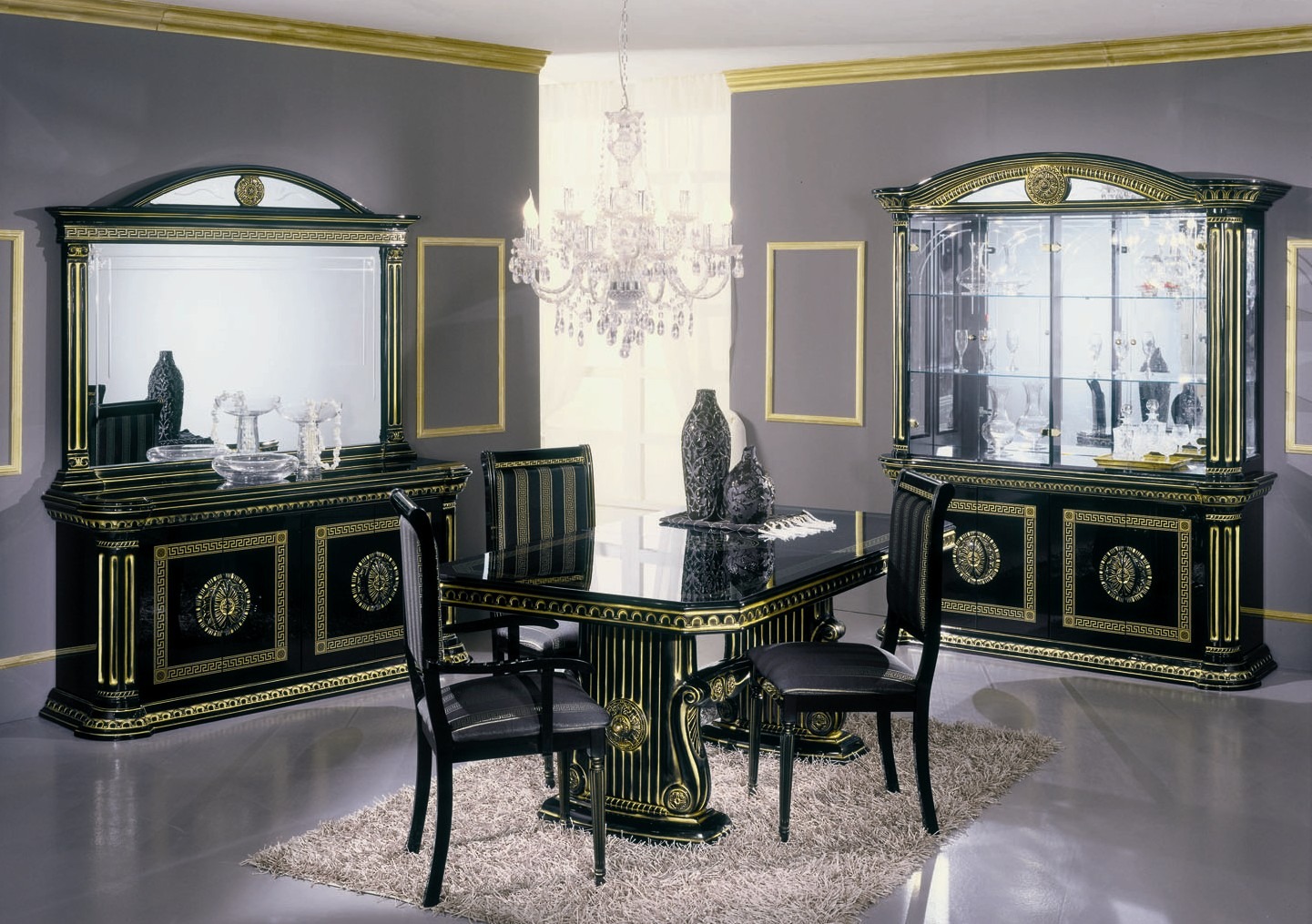 Esszimmer Esstisch Stuhl Kommode Vitrine Spiegel Luxus Möbel Tisch Neu Set 8tlg.