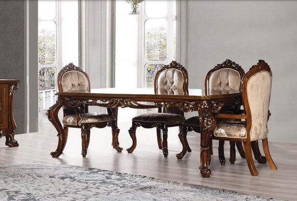 Luxus Esszimmer Esstisch Stuhl Gruppe Garnitur Set Holz Tisch Tische 5tlg. Sets