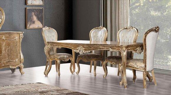 Esszimmer Esstisch Stuhl Gruppe Garnitur Set Holz Tisch Tische Barock Sets 5tlg