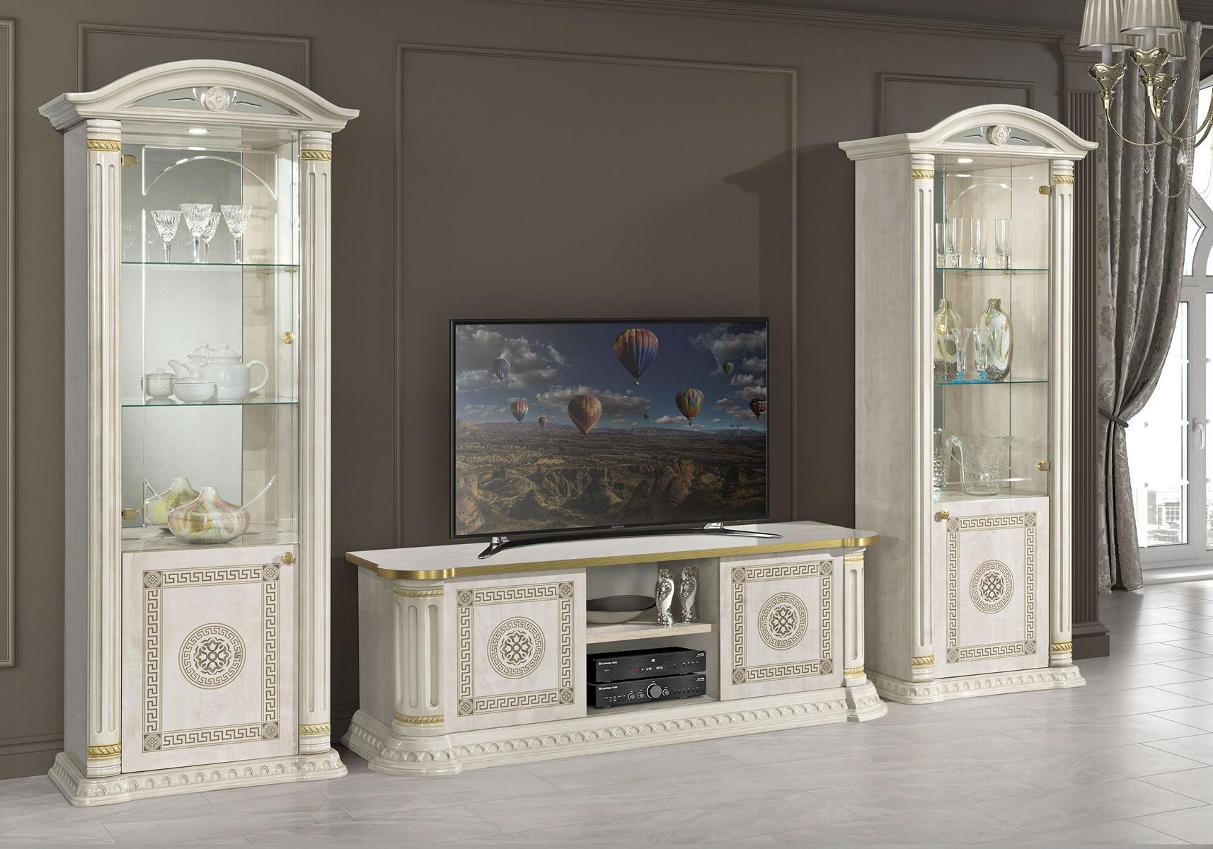 Wohnzimmer RTV Vitrine Sideboard Fernseh Kommode Schrank Gruppe XXL Set 3tlg.