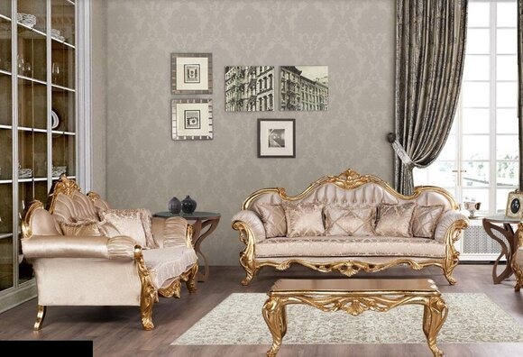 Luxus Sofagarnitur 3+3 Sitzer Сouchtisch Garnitur Set Sofa Sessel Sofas 2tlg.