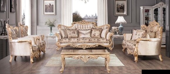 Sofagarnitur 3+3+1+1 Sitzer Couchtisch Garnitur Sofa Sofas Sessel Stoff Set 5tlg