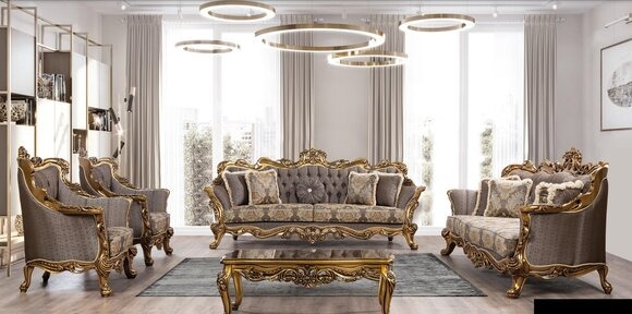 Luxus Garnitur Set 5tlg Sofagarnitur 3+3+1+1 Sitzer Couchtisch Sofa Sofas Sessel