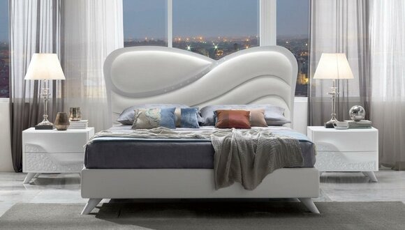 Doppelbett Bett Bettrahmen Bettgestelle Weiß Doppel Modern Luxus Italy Stil Neu