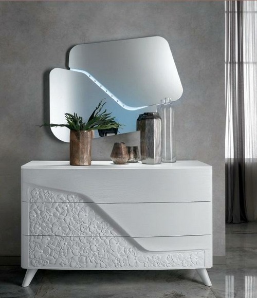 Luxus Set 2tlg Kommode Spiegel Kommoden Holz Konsole Modern Design Weiß Neu