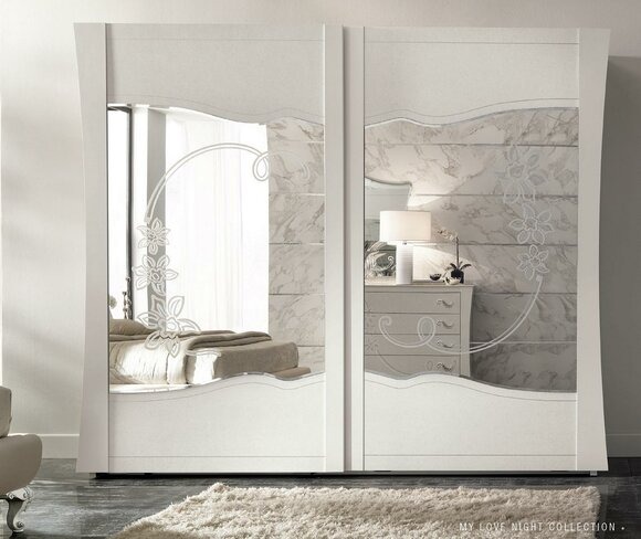Kleiderschrank Schwebetüren Schlafzimmer Holz Schrank Schränke Holz Spiegel Neu