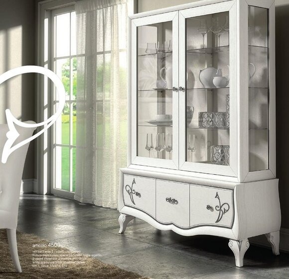 Luxus Vitrine Glas Schrank Antik Stil Modern Holz Vitrinen Italienische Möbel
