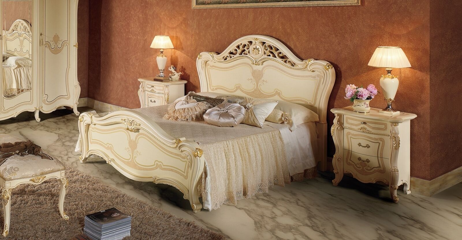 Bett Holz Schlafzimmer Set Möbel Modern Luxus Betten Neu 2x Nachttisch 3 tlg.