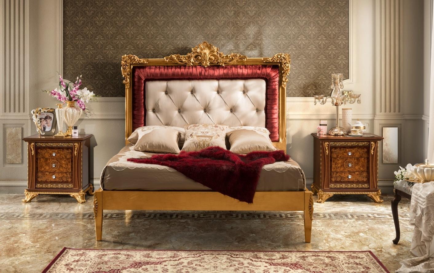 Bett Schlafzimmer Set Design Luxus Betten Neu Barock Möbel 2x Nachttisch 3tlg.