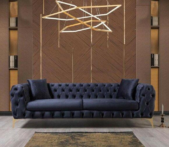 Dreisitzer Sofa Luxus Chesterfield 3 Sitzer Couches Blau Sofas Samt Neu Couch