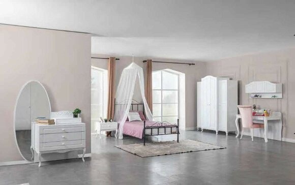 Garnitur Set Bett Nachttisch Kommode Schlafzimmer Jugendzimmer 6tlg. Möbel Neu
