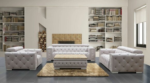 Couch Set Garnitur Polster Design Chesterfield Sofagarnitur 3+1 Sofa Leder Neu
