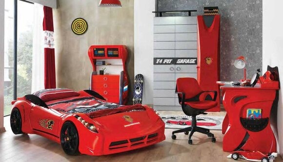 Kinderzimmer Auto Set Bett Kleiderschrank Kommode Schreibtisch Junge Möbel 4tlg