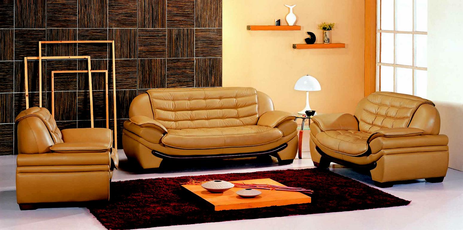 Klassische Set Garnitur 3+2 Sitzer Ledersofa Sofa Couch Polster Creme Sofort