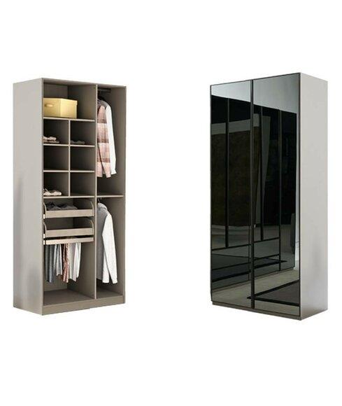 Kleiderschrank Schrank Mehrzweck Kleiderschrank Grau Material Holz Schränke