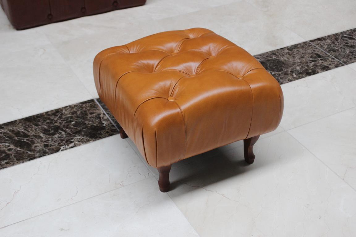 Hocker Design Chesterfield Leder Fußhocker Beistellhocker Polster Sofort