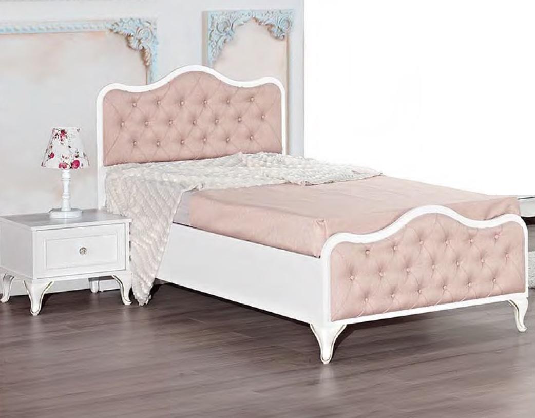 Chesterfield Bett Schlafzimmer Set Nachttisch Weiß Möbel 2tlg für Mädchen Betten