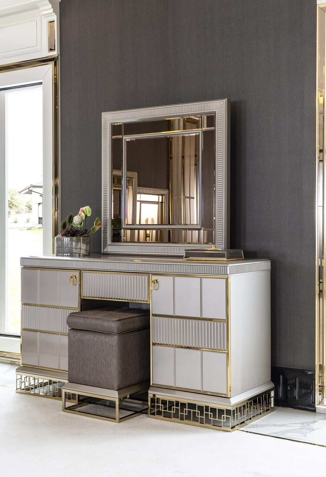 Schlafzimmer Set Weiß Schminktisch Holz Elegantes Spiegel Modern Schön Neu