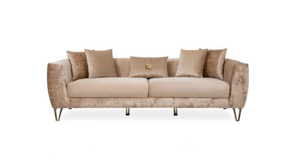 Dreisitzer Couch Polster Beige Sofa Couchen xxl Möbel Wohnzimmer Stoff