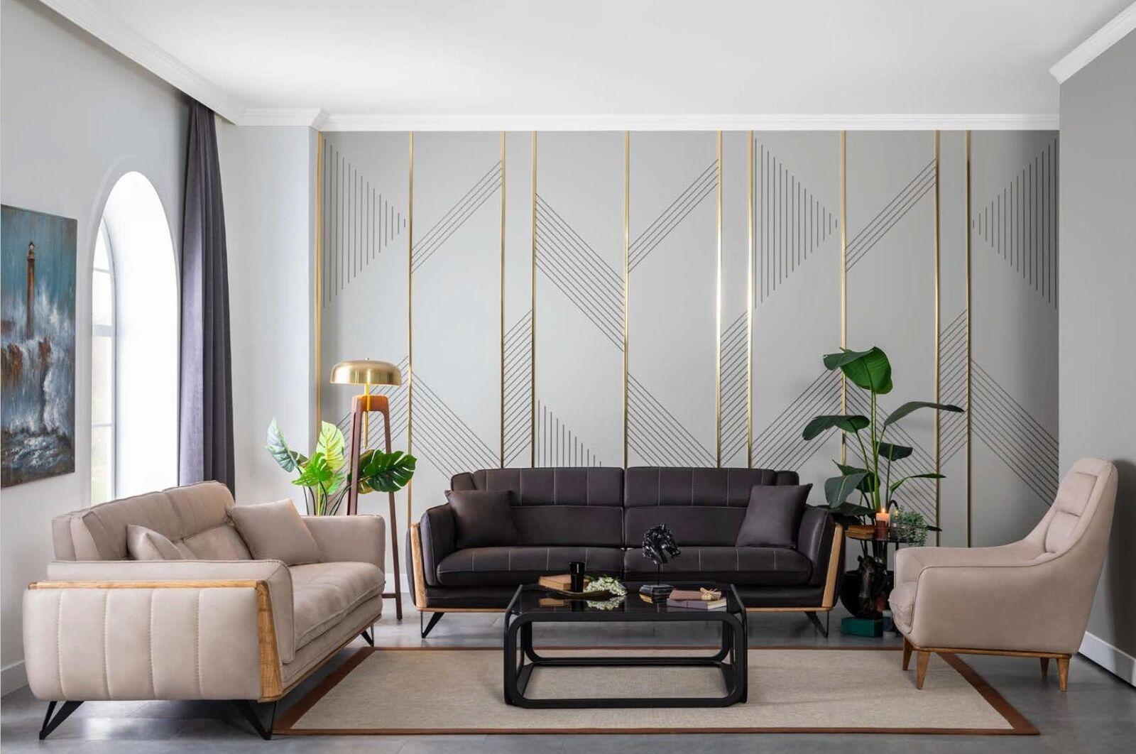 Sofa Couch Garnitur Möbel 3 tlg. Set Sofgarnitur Couchen Einrichtung