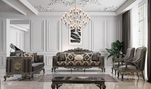 Sofa Chesterfield Designer Gruppe 5tlg.Set Sofagarnitur 3+3+1+1 Sitz Couchtisch