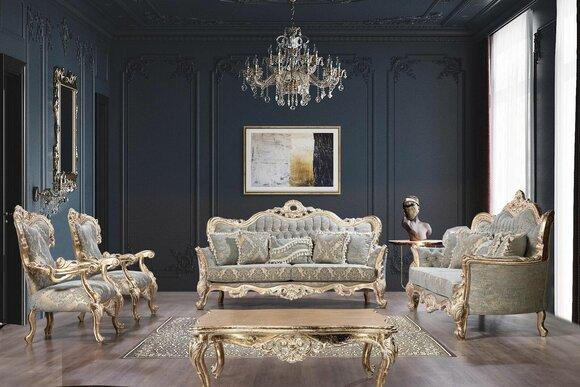 Chesterfield Sofagarnitur 3+3+1+1 Sitz Couchtisch Klassische Sofa Polster Sitz