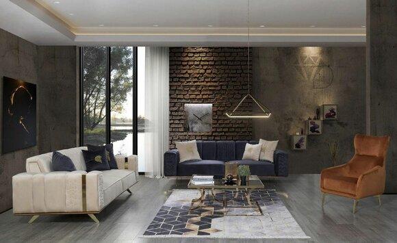 Luxus Sofagarnitur Couch Textil Couchen 4+3+1 Sitz Sofas Wohnzimmer Stoff